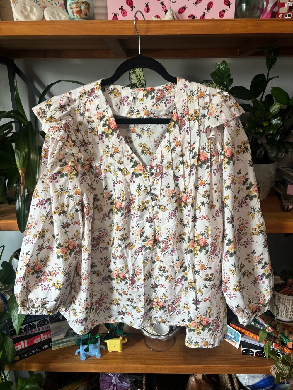 Entro Floral Ruffle Top Size Medium - Picture 2 of 8